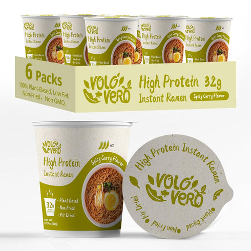 (32g) 16 Packs, VOLO VERO High Protein Ramen Soup Cup, Konjac Noodles, Vegan, Plant-Based, Non-Fried, Low Carb, Low