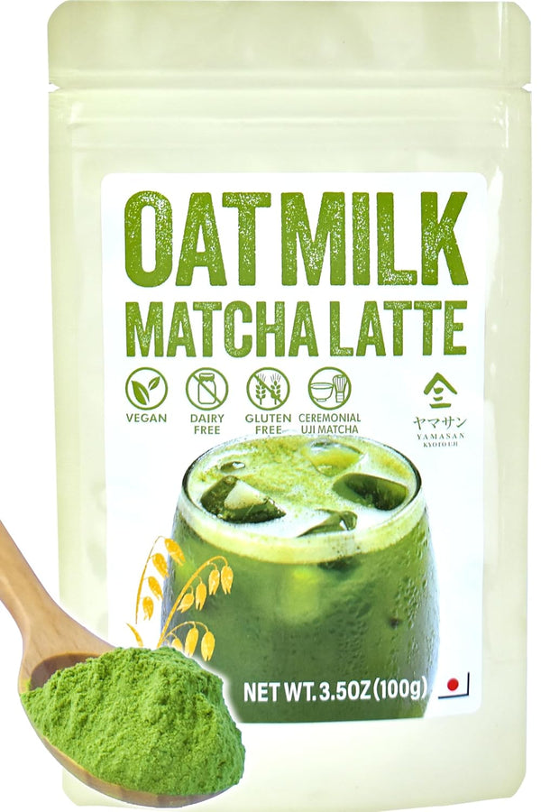 YAMASAN KYOTO UJI Japanese Oat Milk Matcha Latte, Uji Matcha Ceremonial Grade