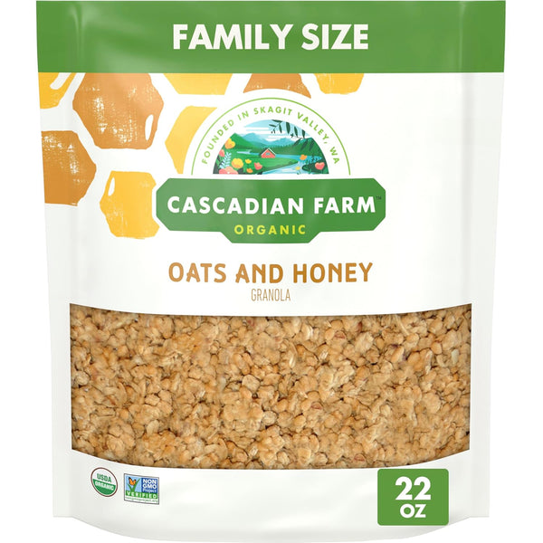 Cascadian Farm Organic Granola, Oats and Honey Cereal, Resealable Pouch, Family Size,