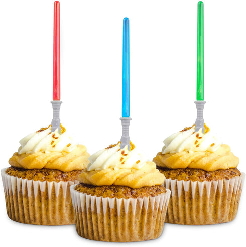 Super Z Outlet Light Sabre Cupcake Decoration Toppers, 12 Pack, 4" Tall Picks for Birthday Parties