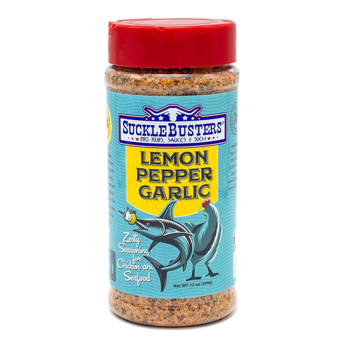 SuckleBusters Lemon Pepper Garlic: Zesty Seasoning for Seafood and Chicken, All-Natural Lemon,