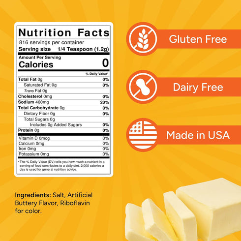 35oz Sunglo Season-It Buttery Salt, Popcorn Salt Resealable Bag, Movie Theater Popcorn Salt, Diacetyl-Free, Gluten