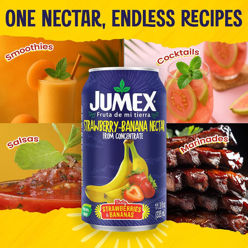 11.3oz, 24 Pack Jumex Strawberry Banana Nectar Juice - Made with Fresh Fruit Puree - Tropical Fruit Juice Concentrate