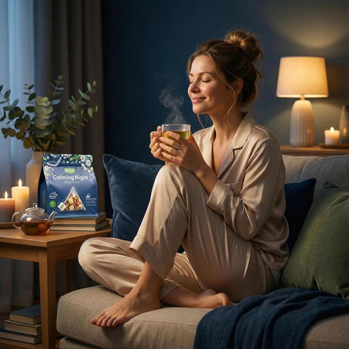 (15 Herblight Bedtime Tea with Valerian Root & Ashwagandha - Caffeine-Free Night Time Herbal Blend for Deep Relaxation