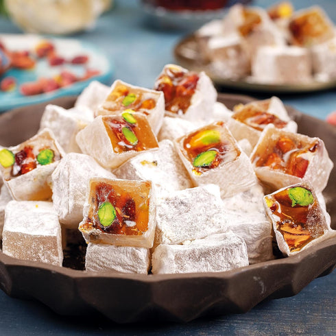 16oz (Pack 1) Hazer Baba Turkish Delight Pistachio Candy, of Gourmet Snack Box, Traditional, Vegan Snack, Turkish