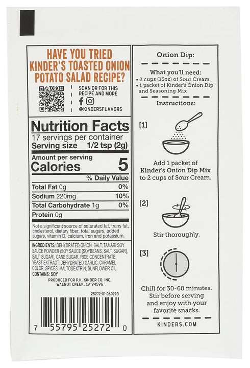 1 Kinders Bbq Sauce, Kinder'S, Dips & Seasoning Mix, Onion, Ounce