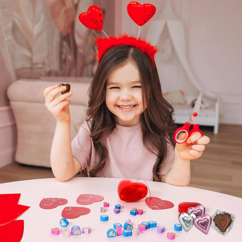 2 Lbs 100 Valentine's Day Milk Chocolate Hearts, Bulk, Individually Wrapped Pink and Silver Hearts, Extra Creamy Heart