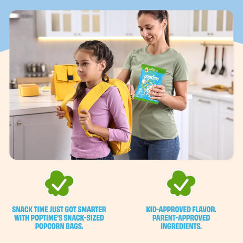 1 oz Pack 24 Poptime Sea Salt Popcorn with a Hint of Lime, Individual Snack Bags, Kettle Cooked Popcorn Made