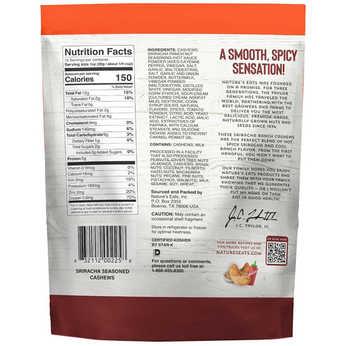 10oz Nature's Eats Sriracha Ranch Cashews