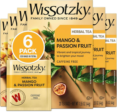 Wissotzky Mango Passion Fruit Herbal Tea (6 Pack -120 Tea Bags) |