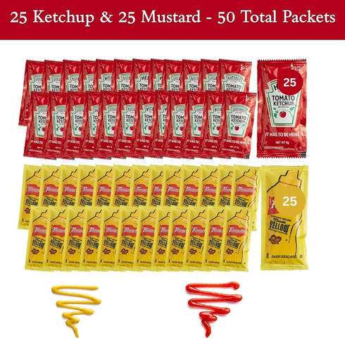 25 (9g) 25 (7g) Packets 50 Packs 25 packets Ketchup & Mustard - Total Condement (approximately each)