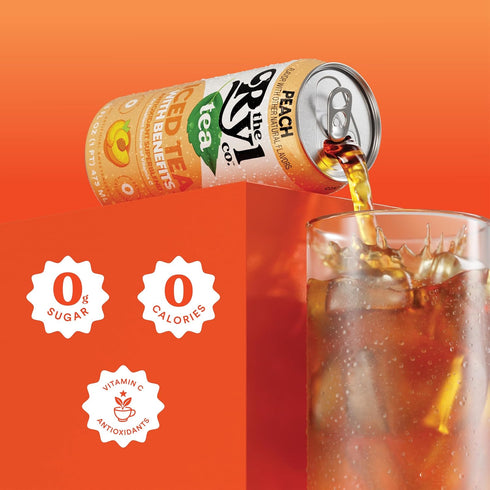 16.0 Oz (12-Pack) Ryl Iced Tea, Peach, Antioxidant Superblend, No Artificial Ingredients, Fl