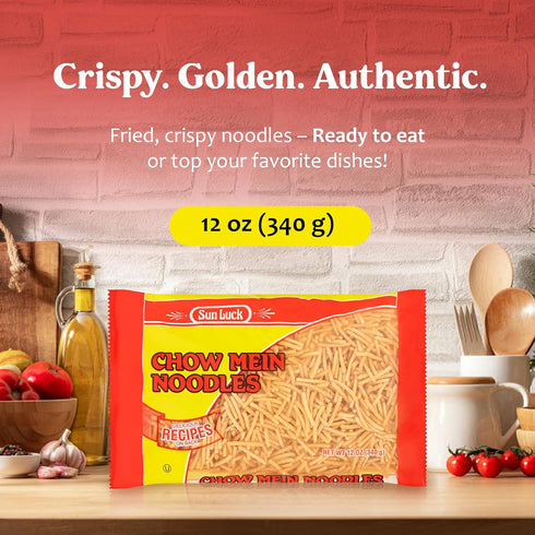 12 oz Sun Luck Chow Mein Noodles Classic Chinese-Style Egg Noodles for Stir-Fry, Chow Mein & Lo Mein; Quick-Cooking