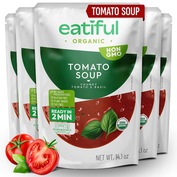 EATIFUL Organic Tomato Soup, Ready To Eat Vegan Plant Based Creamy Tomatoes