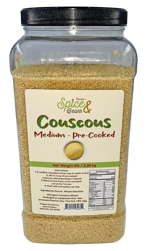 Medium Pre-cooked Couscous | 5 lb Container | Durum Wheat Semolina |