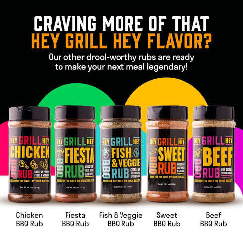 10.4oz Hey Grill Hey | Rib Rub | BBQ Rub | Rib Seasoning | Beef & Pork Seasoning | BBQ Chicken and More | NBBQA Award