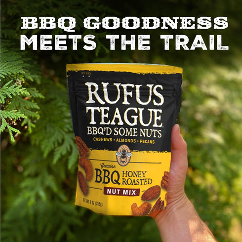 Pack 9 oz (Pack 3) Rufus Teague BBQ Nut Variety Smoky, Sweet & Crunchy Honey Roasted Nuts Almonds, Peanuts, Cashews