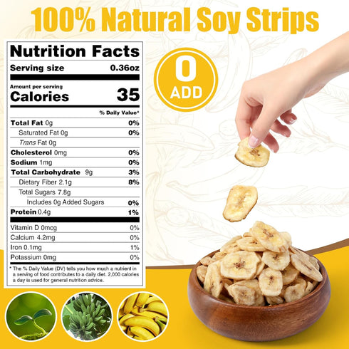 Egcina 12oz (340g) 100% Freeze Dried Bananas Crispy Banana Chips, Lightly Sweet, Real Fruit Snack Resealable Bag