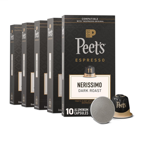 Peet's Coffee, Dark Roast Espresso Capsules, Compatible with Nespresso Original Machine, 100%