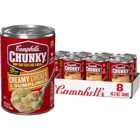 Campbell's Chunky Soup, Creamy Chicken and Dumplings Soup, 16.3 Oz Can (Case