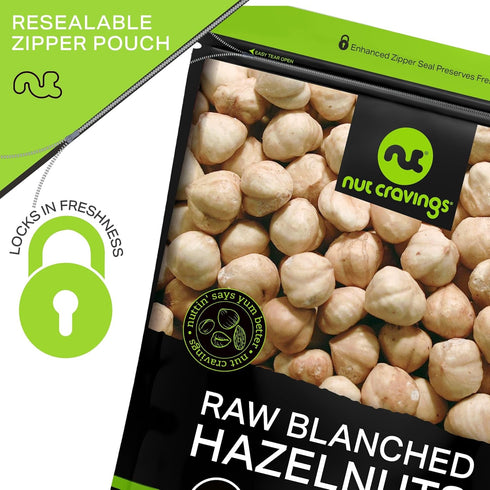 Filberts (16oz 1 LB) Packed NUT CRAVINGS - Raw Blanched Hazelnuts - Unsalted, Shelled, - Fresh in Resealable Bag