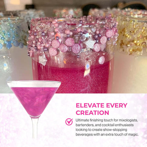 Snowy River Edible Pink Cocktail Glitter - All Natural Beverage Glitter for Cocktails, Wine, Champagne & Soda (4 Gram)