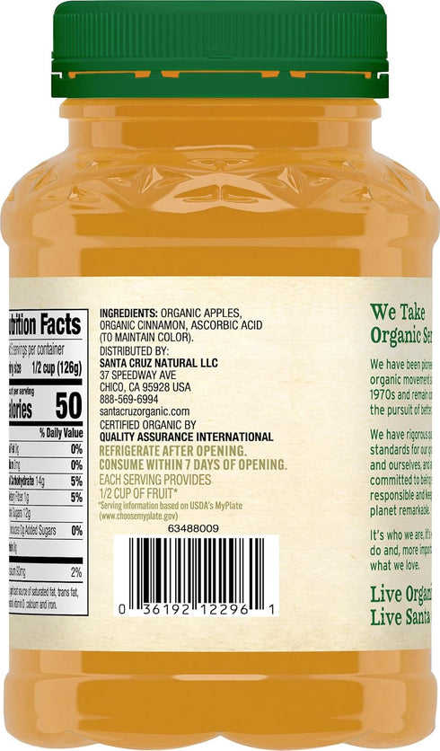 23oz (Pack 1) Santa Cruz Organic Cinnamon Apple Sauce Jars