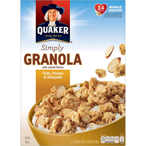 Quaker Oats, Honey & Almonds Natural Granola Cereal, 28 oz (2 Pack)