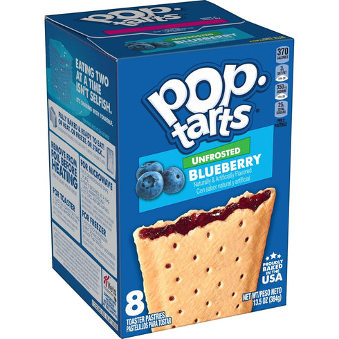 10.15lb (96 Count) Pop-Tarts Toaster Pastries, Breakfast Food and Kids Snacks, Unfrosted Blueberry, Case