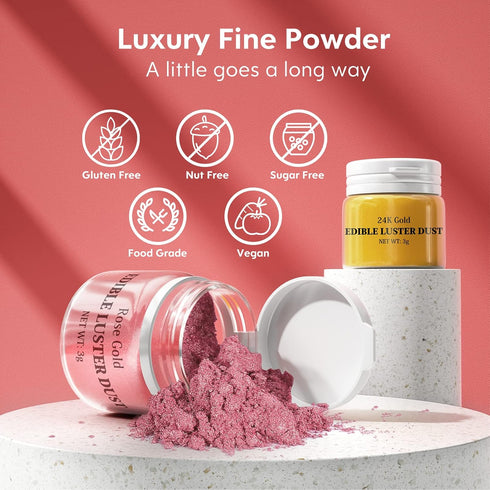 Set 4 Shimmer Cookie-(3g/Bottle) Luster Dust Edible - Colors Food Grade Nomeca Cake Dust Metallic Food Coloring Powder