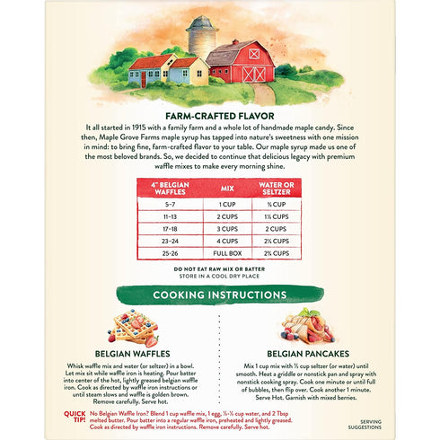 24 Maple Grove Farms Belgian Waffle Mix, Ounce