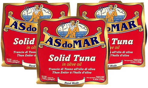 A's do Mar , Solid Tuna in Olive Oil (Pack of 3), Imported from Portugal,