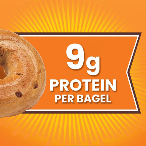 THOMAS' 6 count, (3.0 oz 9g 18 oz Cinnamon Swirl Bagels, each), Protein, Kosher Cinnamon Bagels, Bag