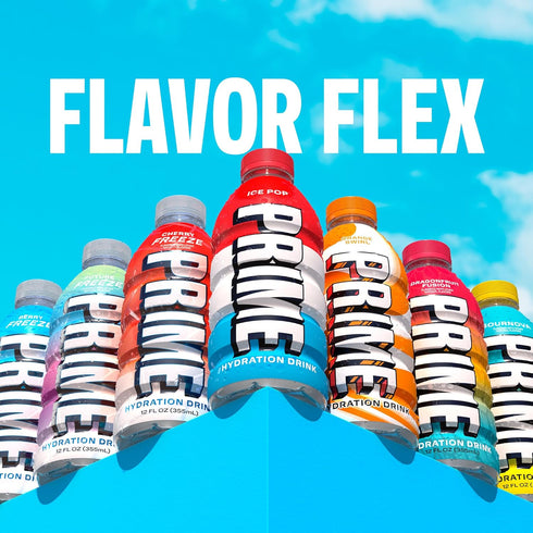12 Oz, 15 Pack PRIME HYDRATION Variety, Dragonfruit Fusion, Orange Swirl, & Future Freeze Sports Drinks, Electrolyte