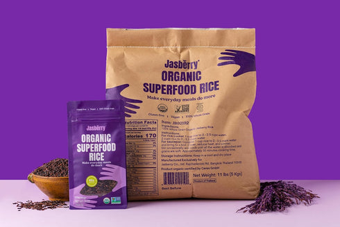 (11 Jasberry - Organic Superfood Rice, Soft & Aromatic Whole Grain Purple Rice, High in Antioxidants, Non-GMO