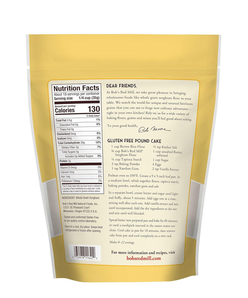 22oz (Pack 1) Bob's Red Mill Sorghum Flour, of - Whole Grain, Vegan, Kosher
