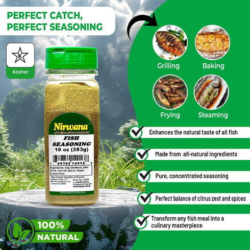 (10 oz) Fish Seasoning Bold & Savory Blend for Salmon, Shrimp, Lobster & More Perfect for Grilling, Roasting