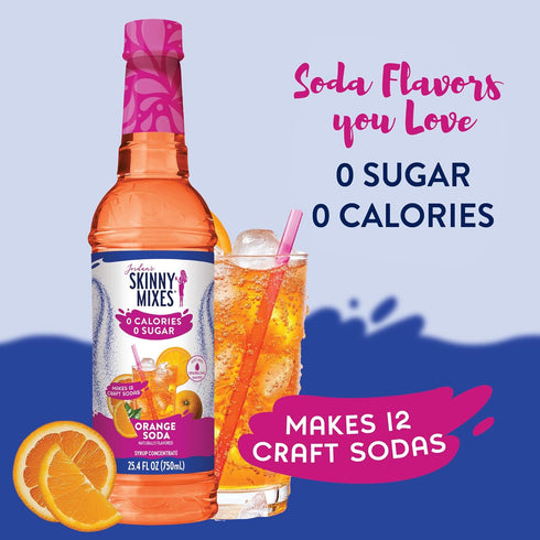 25.4 Oz Jordan's Skinny Mixes Sugar Free Syrup, Orange Soda Flavor, Fruit Flavored Water Enhancer, Drink Mix for Iced