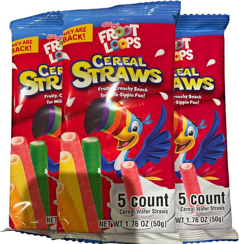Mizo 2021 Kellogg's Cereal Straws Froot Loops Edible Breakfast Straw Alternatives for Milk,