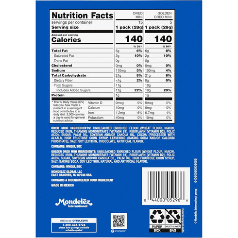 Pack, 20 Packs Oreo Mini Mix Sandwich Cookies Variety Snack