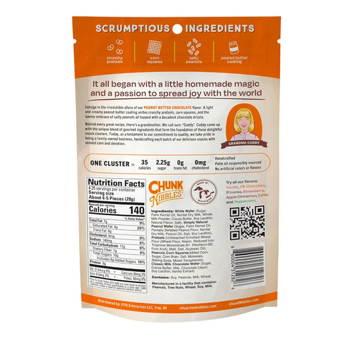 4.25oz (3 Pack) Chunk Nibbles Peanut Butter Chocolate Snack Clusters - Gourmet Sweet & Salty Treat with Pretzels