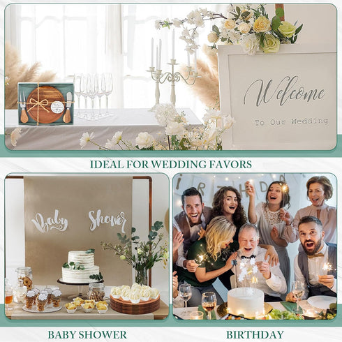 3 Sets Set Maxcheck Baby Shower Bridal Game Prizes for Winners Round Cheese Board Wood Mini Charcuterie Board