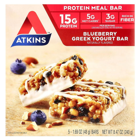 Atkins Advantage Bar, Blueberry Greek Yogurt, 5 Bars 1.7 Ounce