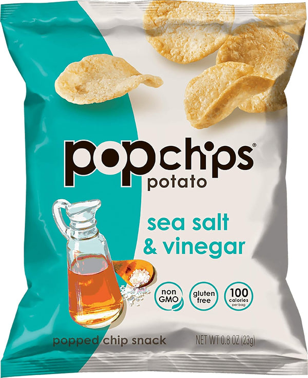 Popchips Sea Salt & Vinegar Potato Chips Single Serve 0.8 oz Bags