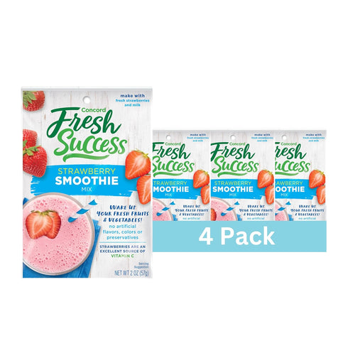 Concord Foods Strawberry Smoothie Mix, 2 oz Pouch, No Artificial Flavors, Pack of 4 for Healthy Smoothies