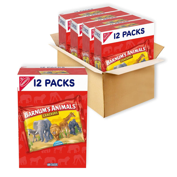 BARNUM'S ANIMALS BARNUM'S Original Animal Crackers, Bulk Kids Snacks, 48 Snack Packs (4 Boxes)