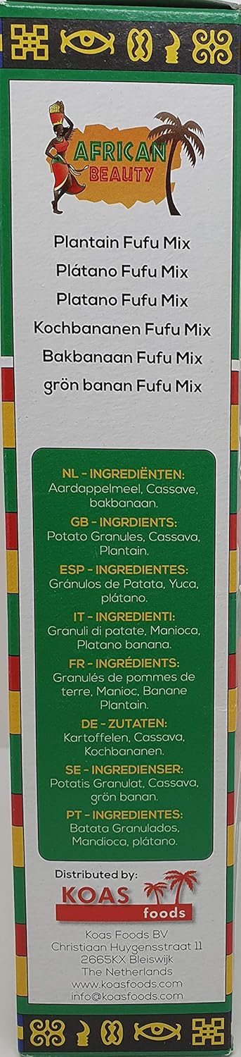 African Beauty 24oz 100% (1) Plantain Fufu Flour African Mix - Authentic, Premium Quality Fufu Flour with Real