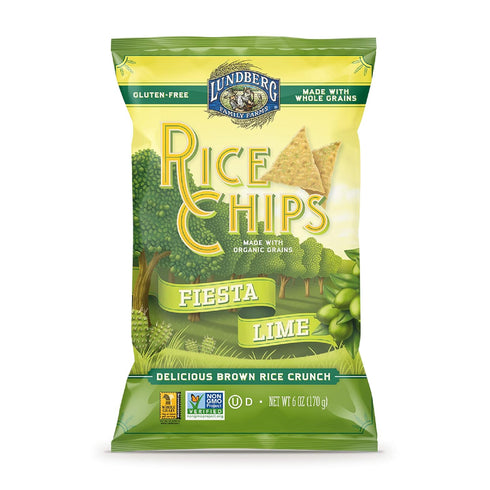 Lundberg Rice Chips, Fiesta Lime, 6 oz (Pack of 12), Gluten-Free, Made