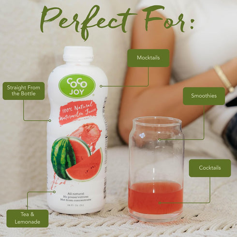 100% (6-Pack) CoCo Joy Natural Watermelon Juice, Low-Calorie Watermelon Drink