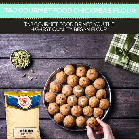 TAJ Gourmet Foods 2-Pounds TAJ Besan Flour | Chick Pea | Gram Flour | Finely Grounded